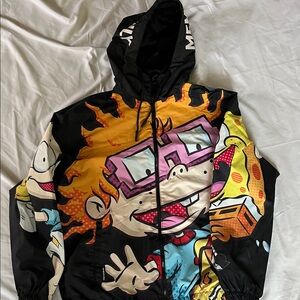 Members Only Black Nickelodeon Graphic Windbreaker